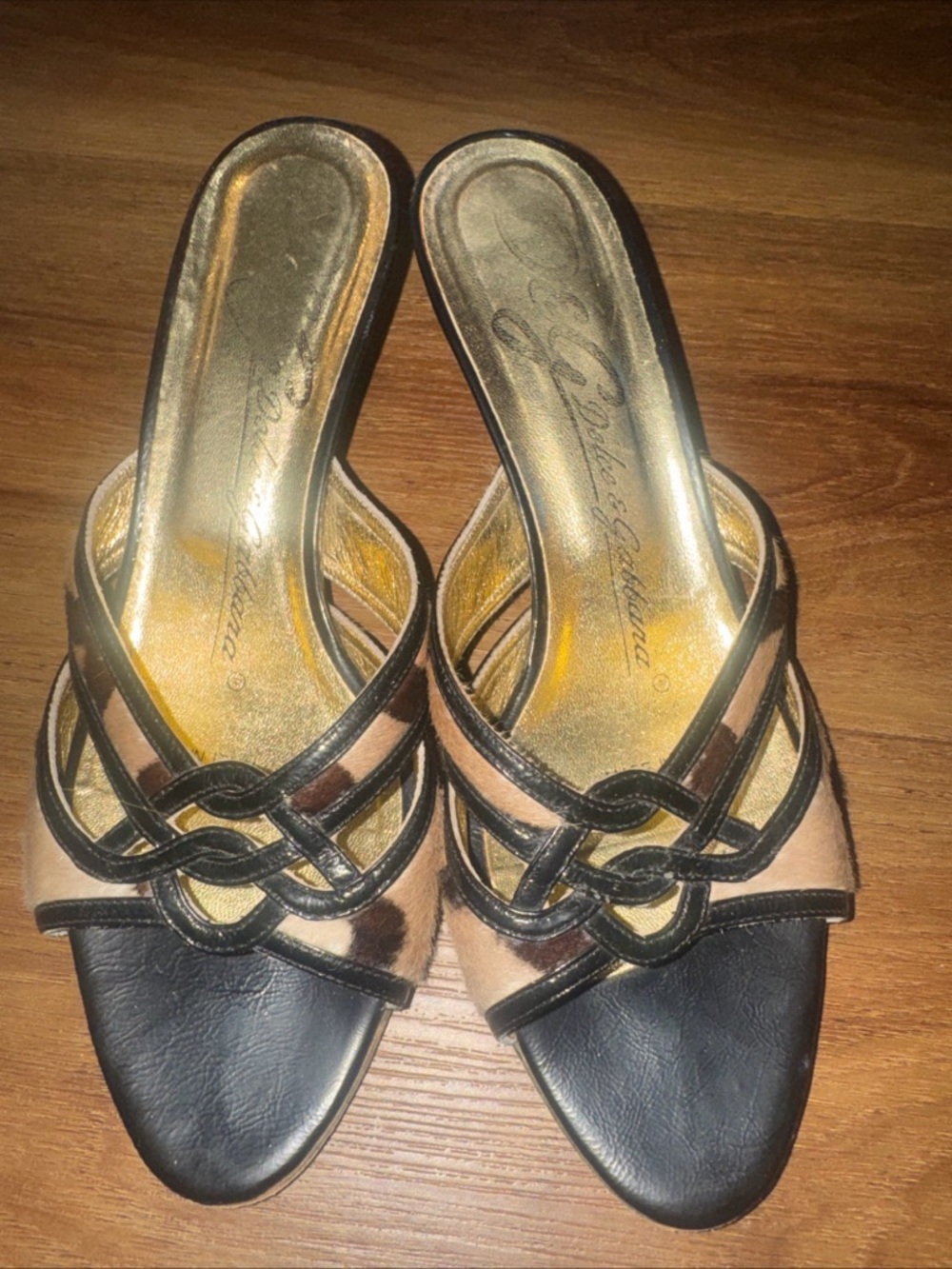 Dolce & Gabbana Vero Cuoio Leopard Print Open Toed Sandal Heels wns Size 8
